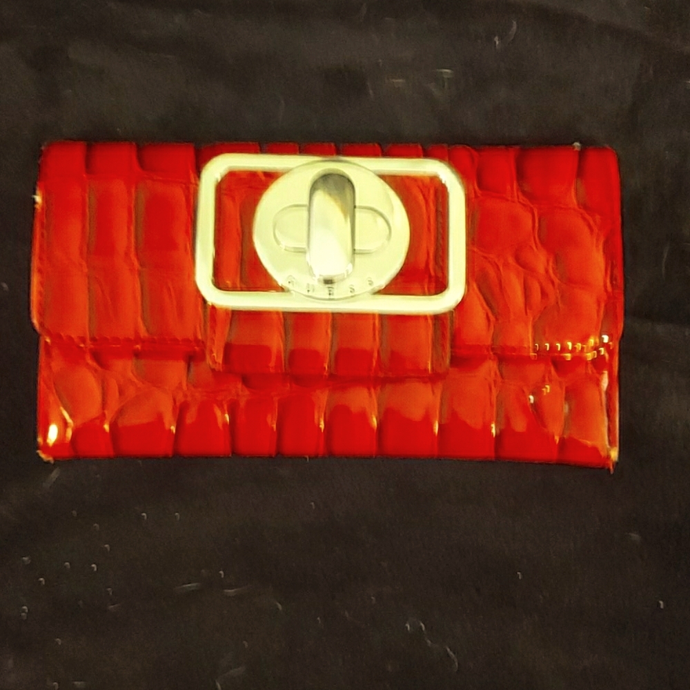 Guess red croc wallet